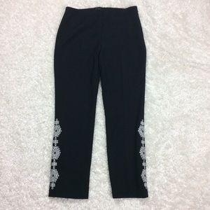 Karen Kane Black Side Zip Embroidered Pants